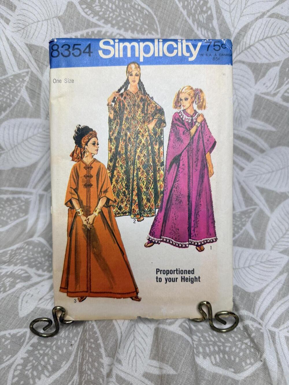 Vintage 1970s Simplicity 8354 Caftan Sewing Pattern One Size